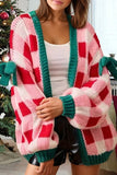 Women’s Plaid Bow Sweater Knit Cardigan | Zarnesh
