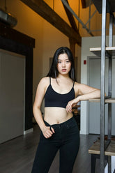 Women Seamless Low Back Pullover Cropped Solid Bralette Bra Zarnesh