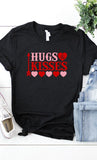 Women Valentines Hugs and Kisses Graphic Tee Zarnesh