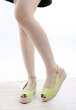 Women Yarael Croco Peep Toe Plush Cushion Insole Wedges Zarnesh
