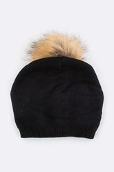 Women Raccoon Fur PomPom Pre-Sewed Slouchy Beanie | Zarnesh