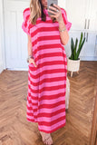 Casual Stripe Short Sleeve T Shirt Maxi Dress | Zarnesh