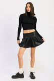 Women’s Ruffle Leather Flared Mini Skirt | Zarnesh