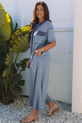 Solid Patchwork Pocket Half Placket Jumpsuit | Zarnesh