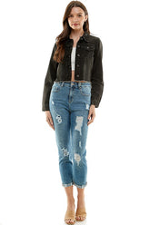 Women’s Destructed Ripped High Waist Cuffed Jeans | Zarnesh