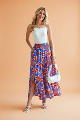 Boho Floral Side Slit Tiered Maxi Skirt | Zarnesh