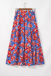 Boho Floral Side Slit Tiered Maxi Skirt | Zarnesh
