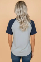 Colorblock Flower Patchwork Raglan Tee | Zarnesh
