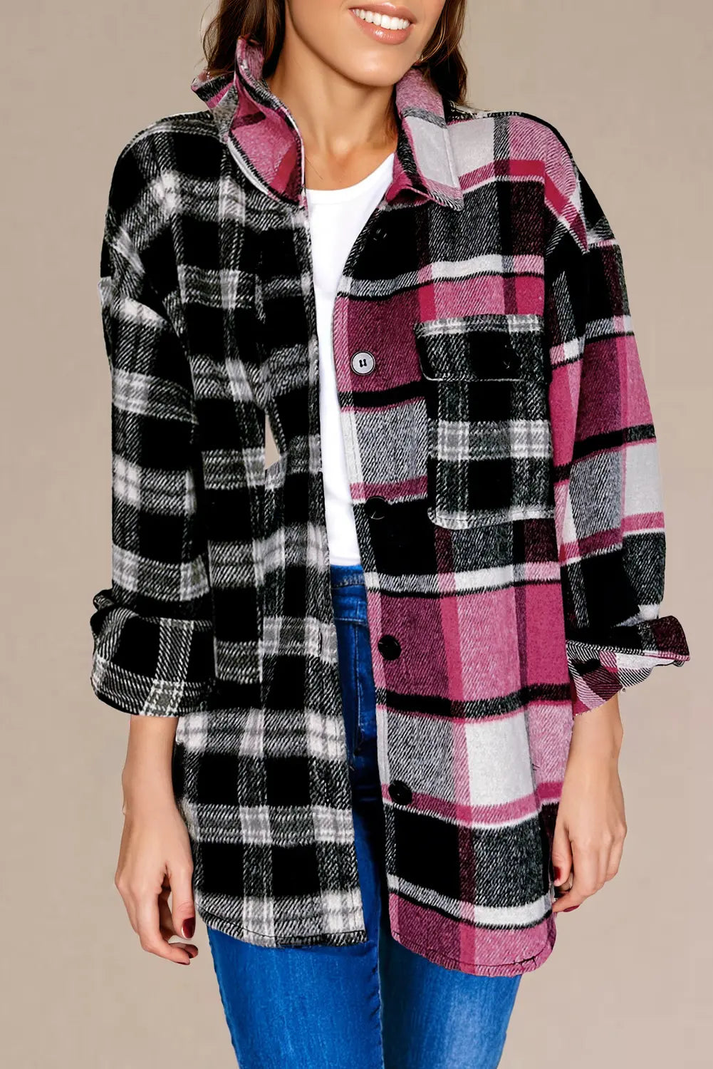Colorblock Patchwork Plaid Flannel Shacket | Zarnesh