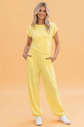 Cropped Short Sleeve Top & Jogger Pants Set | Zarnesh