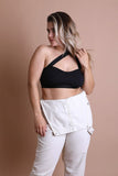 Women Plus Cross Front Sweetheart Neck Pullover Crop Bralette Zarnesh