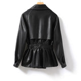 Black leather jacket on a white background