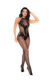 Fishnet Floral Mesh Halter Neck Bodystocking | Zarnesh