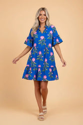 Floral Bloom V-Neck Tie Mini Dress | Zarnesh