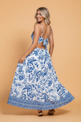 Floral Cutout Twisted Spaghetti Strap Maxi Dress | Zarnesh