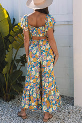 Floral Shirred Cut Out Jumpsuit with Pockets | Zarnesh