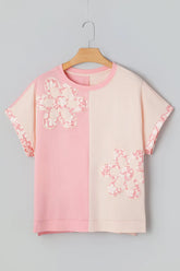 Flower Patch Color Block Short Sleeve T-Shirt | Zarnesh