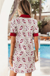 Geometric Floral Lace Trim Mini Dress | Zarnesh