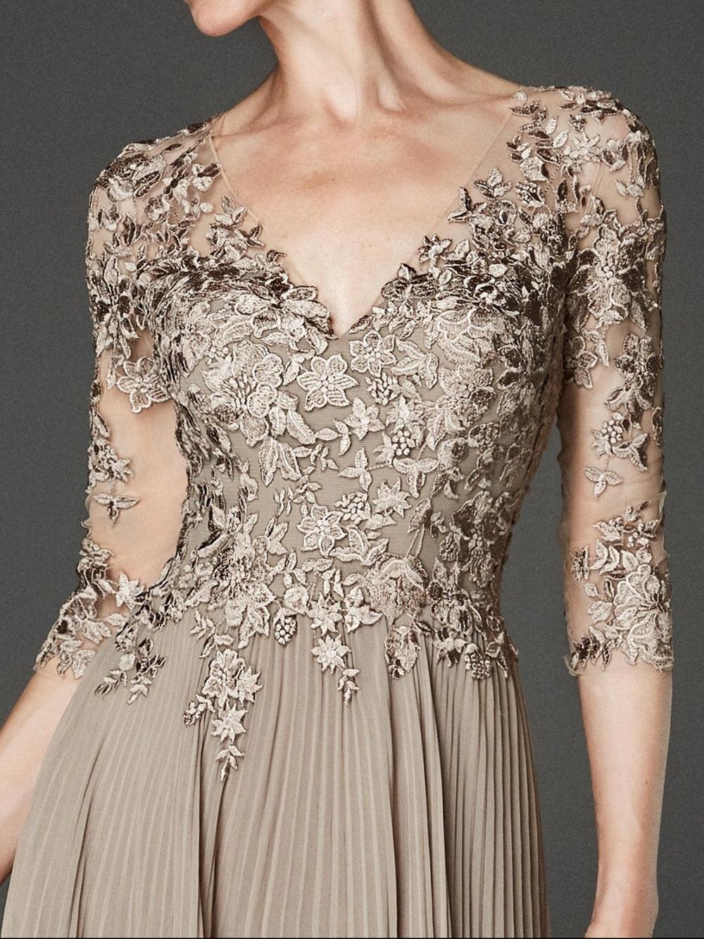 Illusion Lace Appliqué A Line Maxi Dress | Zarnesh
