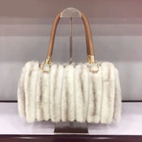 Leather Handles Mink Fur Luxury Handbag | Zarnesh