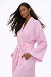 Lightweight Cotton Kimono Muslin Lounge Robe | Zarnesh