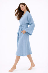 Lightweight Cotton Muslin Kimono Lounge Robe | Zarnesh
