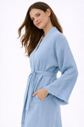 Lightweight Cotton Muslin Kimono Lounge Robe | Zarnesh