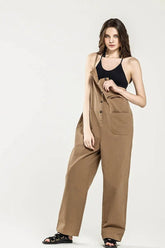 Overall Button-Front Sleeveless Jumpsuit | Zarnesh