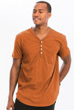Men Cotton Scallop Shape Short Sleeve Cut Henley Button Shirt Zarnesh