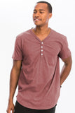 Men Cotton Scallop Shape Short Sleeve Cut Henley Button Shirt Zarnesh