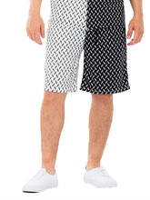 Men Elastic Waist with Drawstring Pockets Diamond Two Tone Print Shorts Zarnesh