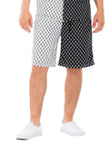 Men Elastic Waist with Drawstring Pockets Diamond Two Tone Print Shorts Zarnesh