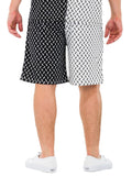 Men Elastic Waist with Drawstring Pockets Diamond Two Tone Print Shorts Zarnesh