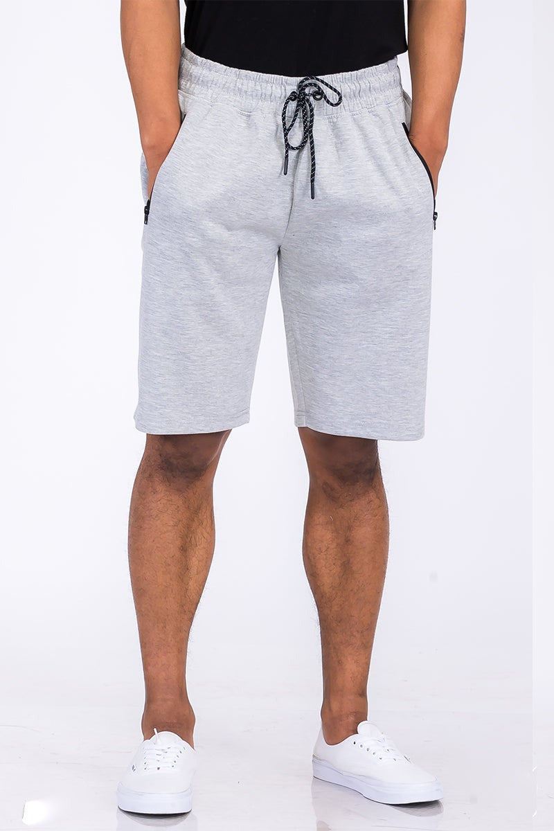 Men Plus Cotton Blend Elastic Waist with Drawstring Lounge Sweat Short Zarnesh