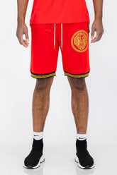 Men Lion Head Black and Gold Detail Shorts | Zarnesh