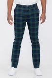 Men Plaid Slim Fit Pockets With Button Closures Trouser Pants Blue Zarnesh