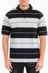 Men Plus Old School Pique Collar Regular Fit Stripe Polo Shirt Zarnesh