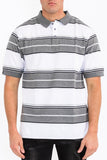 Men Polo Old School Striped Pique Collar Front Button Shirt Zarnesh