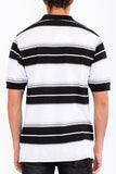 Men Polo Old School Striped Pique Collar Front Button Shirt Zarnesh
