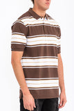 Men Polo Old School Striped Pique Front Three Button Shirt Zarnesh