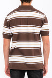 Men Polo Old School Striped Pique Front Three Button Shirt Zarnesh