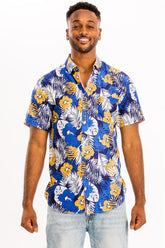 Men's Blue Tropical Hawaiian Floral Button Down Shirt | Zarnesh