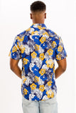 Men's Blue Tropical Hawaiian Floral Button Down Shirt | Zarnesh