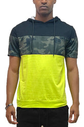 Men's Camo Color block Short Sleeves Hooded Shirt | Zarnesh
