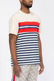 Men’s Casual Chain Link Print Shirt Striped Tees | Zarnesh