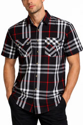 Men's Checker Button-Down Short Sleeve Shirt | Zarnesh
