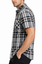Men's Checker Button-Down Short Sleeve Shirt | Zarnesh