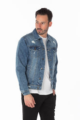 Men's Denim Jacket with Distressed | Zarnesh