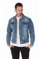 Men's Denim Jacket with Distressed | Zarnesh