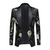 Men’s Floral Slim Fit 1-Button Embroidered Blazer Suit Set Tuxedo | Zarnesh